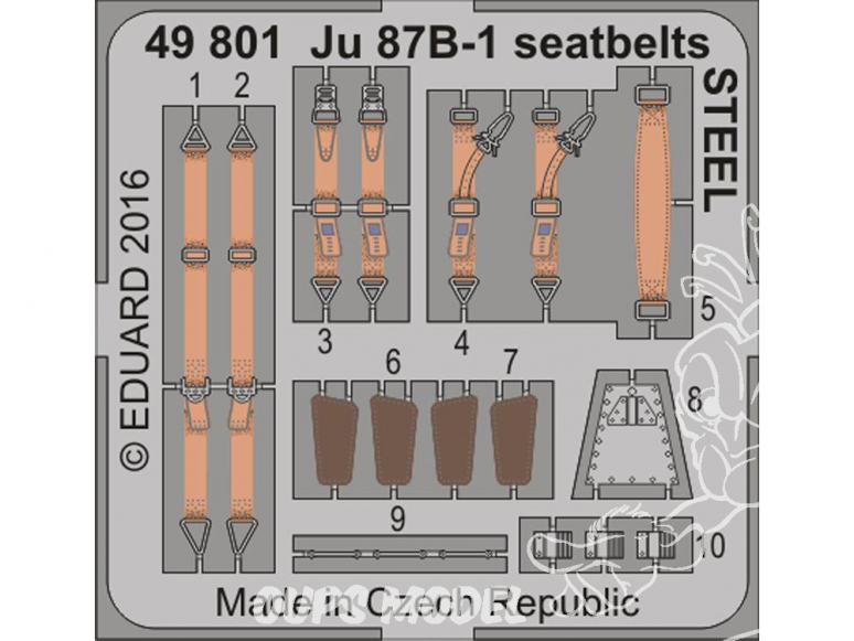 EDUARD photodecoupe avion 49801 Harnais métal Junkers Ju 87B-1 Airfix 1/48