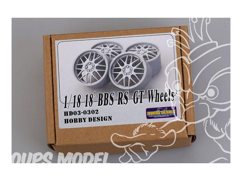 HOBBY DESIGN AMELIORATION 03-0302 4 jantes en resine 18' BBS RS-GT 1/18