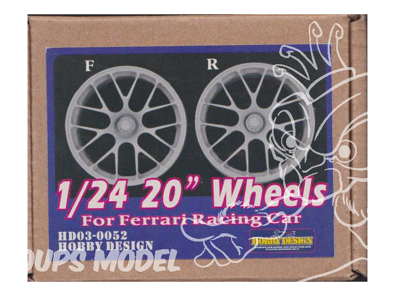 HOBBY DESIGN AMELIORATION 03-0052 4 jantes resine pour Ferrari racing 1/24
