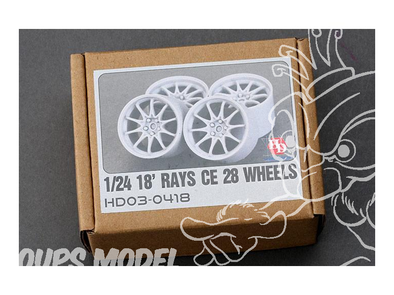 HOBBY DESIGN Kit resine 03-0418 4 jantes en resine 18" Rays CE 28 1/24