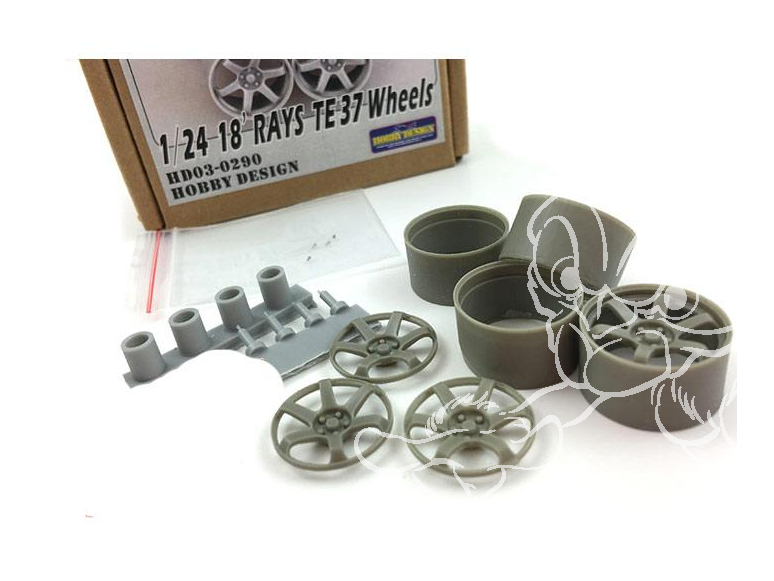 HOBBY DESIGN 03-0290 4 jantes resine 18" Rays TE 37 1/24