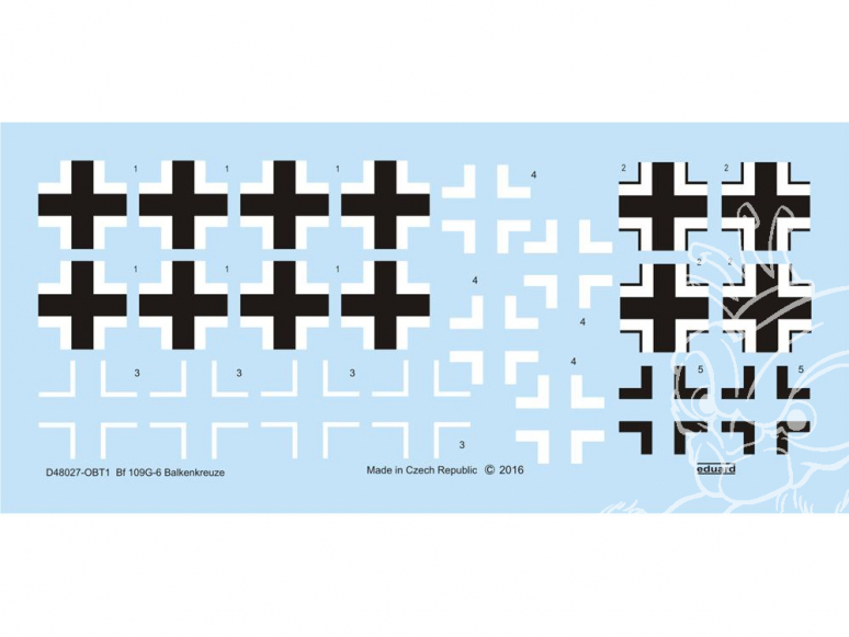 Eduard Decalques avion D48027 Bf 109G-6 Balkenkreuze 1/48
