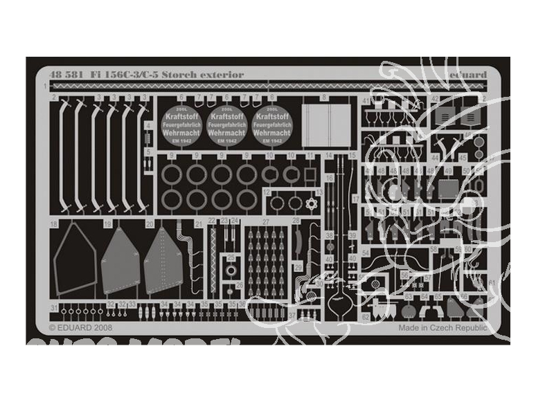 EDUARD photodecoupe avion 48581 Exterieur Fieseler Fi 156C-3/C5 Storch Tamiya 1/48