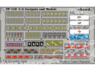 Eduard photodecoupe TP518 Insignes et medailles US WWII 1/35