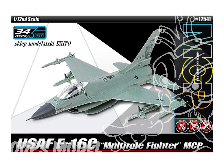 Academy maquette avion et militaire 12541 USAF F-16C Multi color Parts 1/72