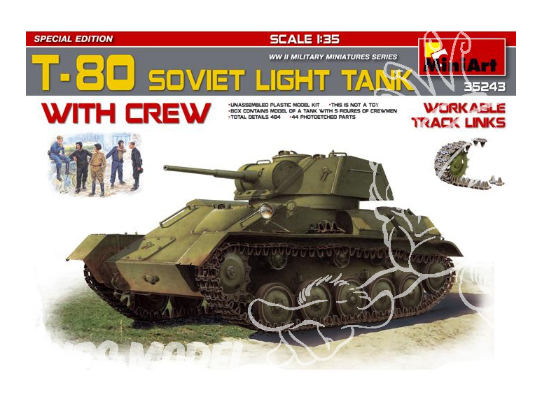 Mini Art maquette militaire 35243 Char leger sovietique T-80 avec equipage 1/35