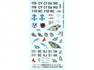 DECALQUES BERNA DECALS BD72-101 Mirage F1B CR et CT marquage et insigne avec Kosovo 1999 1/48