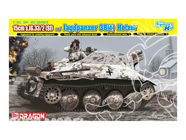 Dragon maquette militaire 6489 15cm s.IG.33/2(Sf) auf Jagdpanzer 38(t) Hetzer Smart Kit 1/35