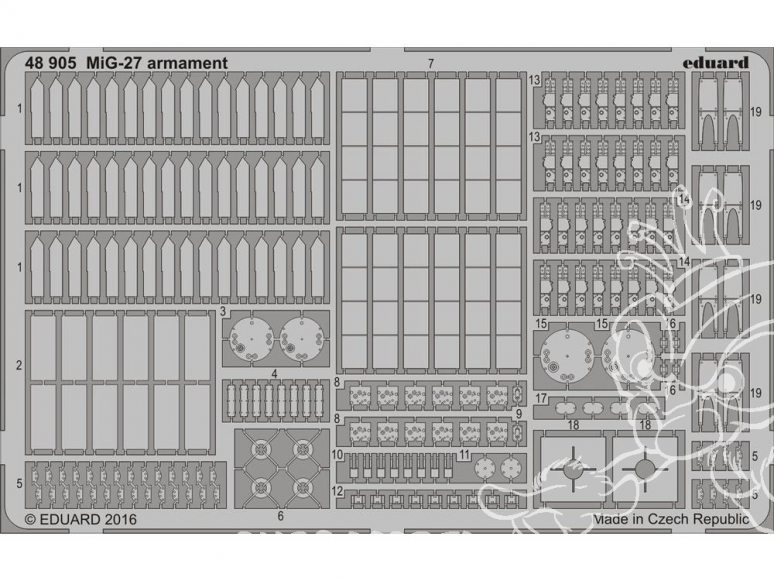 EDUARD photodecoupe avion 48905 Armement MiG-27 Trumpeter 1/48