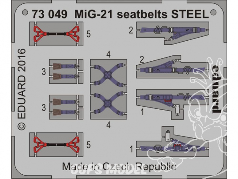 Eduard photodecoupe avion 73049 Harnais métal MiG-21 1/72