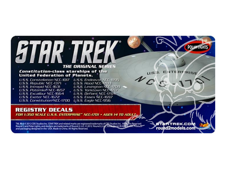 Polar Lights maquette Espace ka010 Star Trek USS Enterprise Registry Decals 1/350