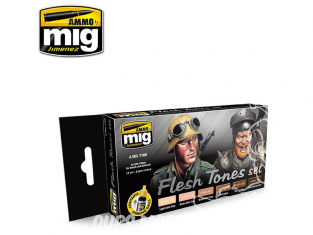 MIG set peinture maquette 7168 Set Tons peau 6 x 17ml