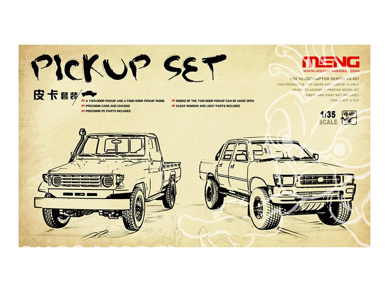 Meng maquette militaire VS-007 SET DE 2 X VEHICULES TYPES PICK UP 1/35