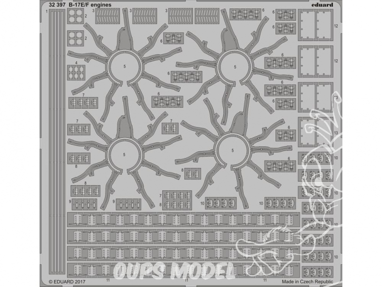 Eduard photodécoupe avion 32397 Moteurs B-17E/F Memphis Belle Hk Models 1/32