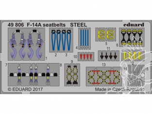 EDUARD photodecoupe avion 49806 Harnais métal F-14A Tomcat Tamiya 1/48