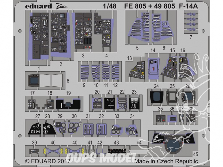 EDUARD photodecoupe avion FE805 Zoom Interieur F-14A Tomcat Tamiya 1/48